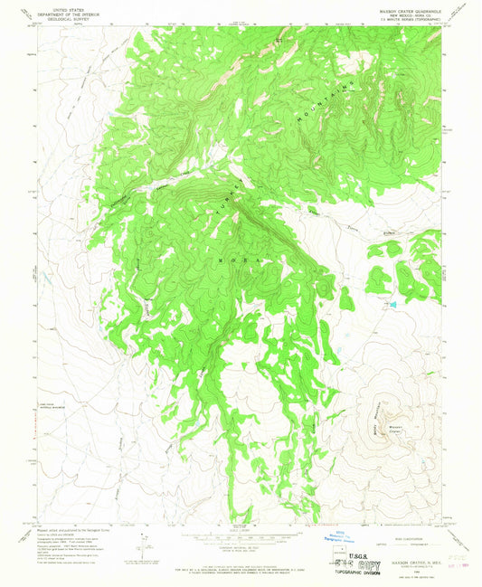 Classic USGS Maxson Crater New Mexico 7.5'x7.5' Topo Map Image