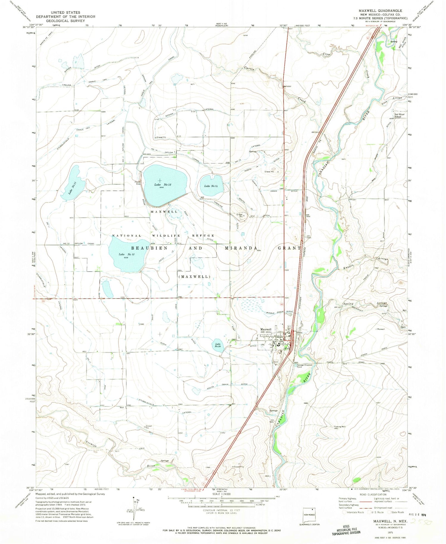 Classic USGS Maxwell New Mexico 7.5'x7.5' Topo Map Image