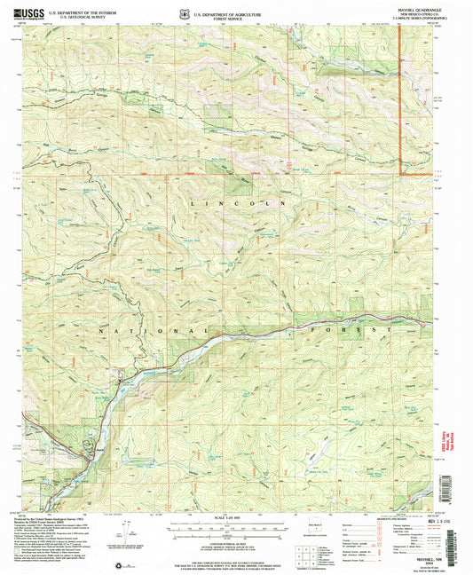 Classic USGS Mayhill New Mexico 7.5'x7.5' Topo Map Image