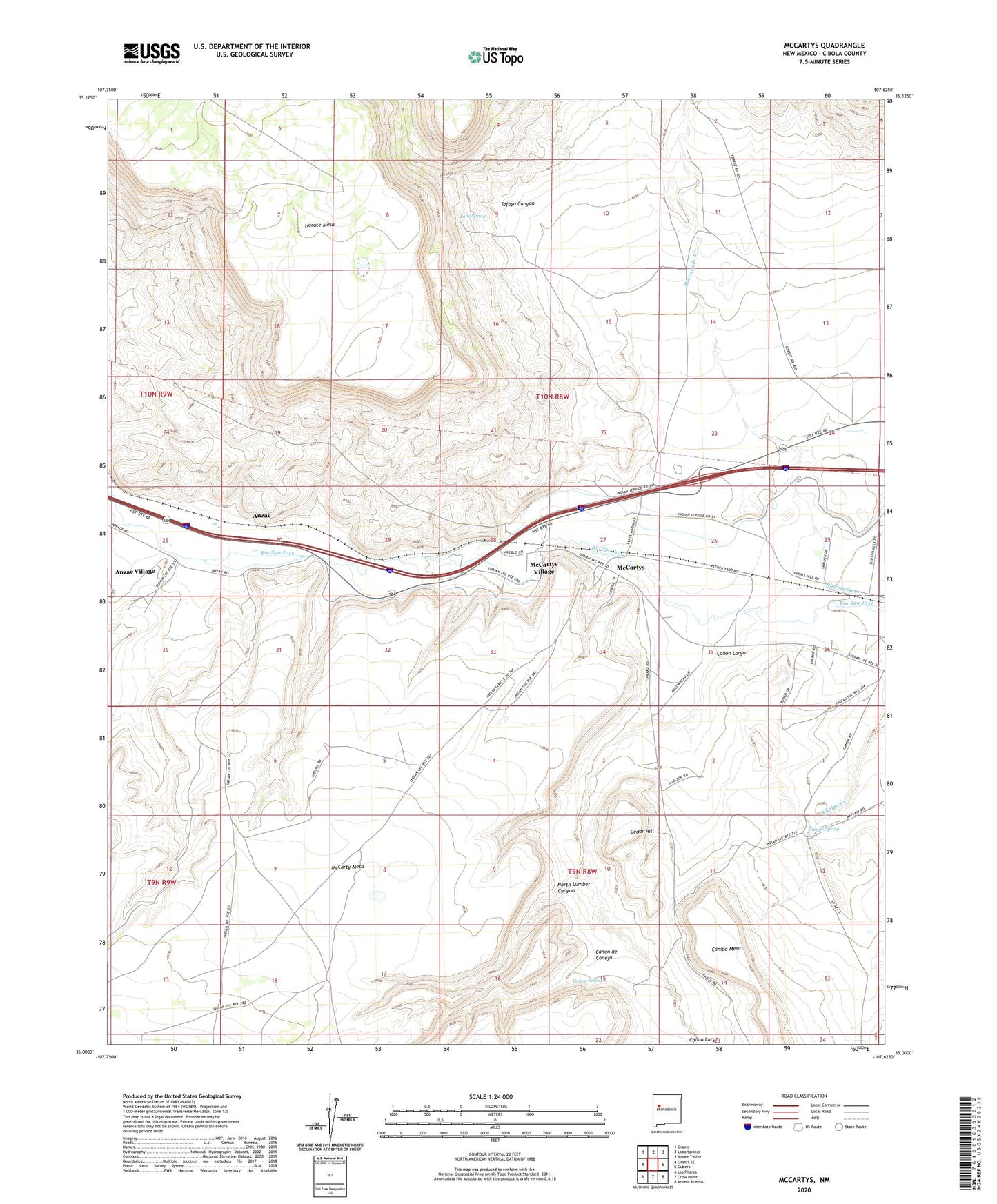 McCartys New Mexico US Topo Map Image