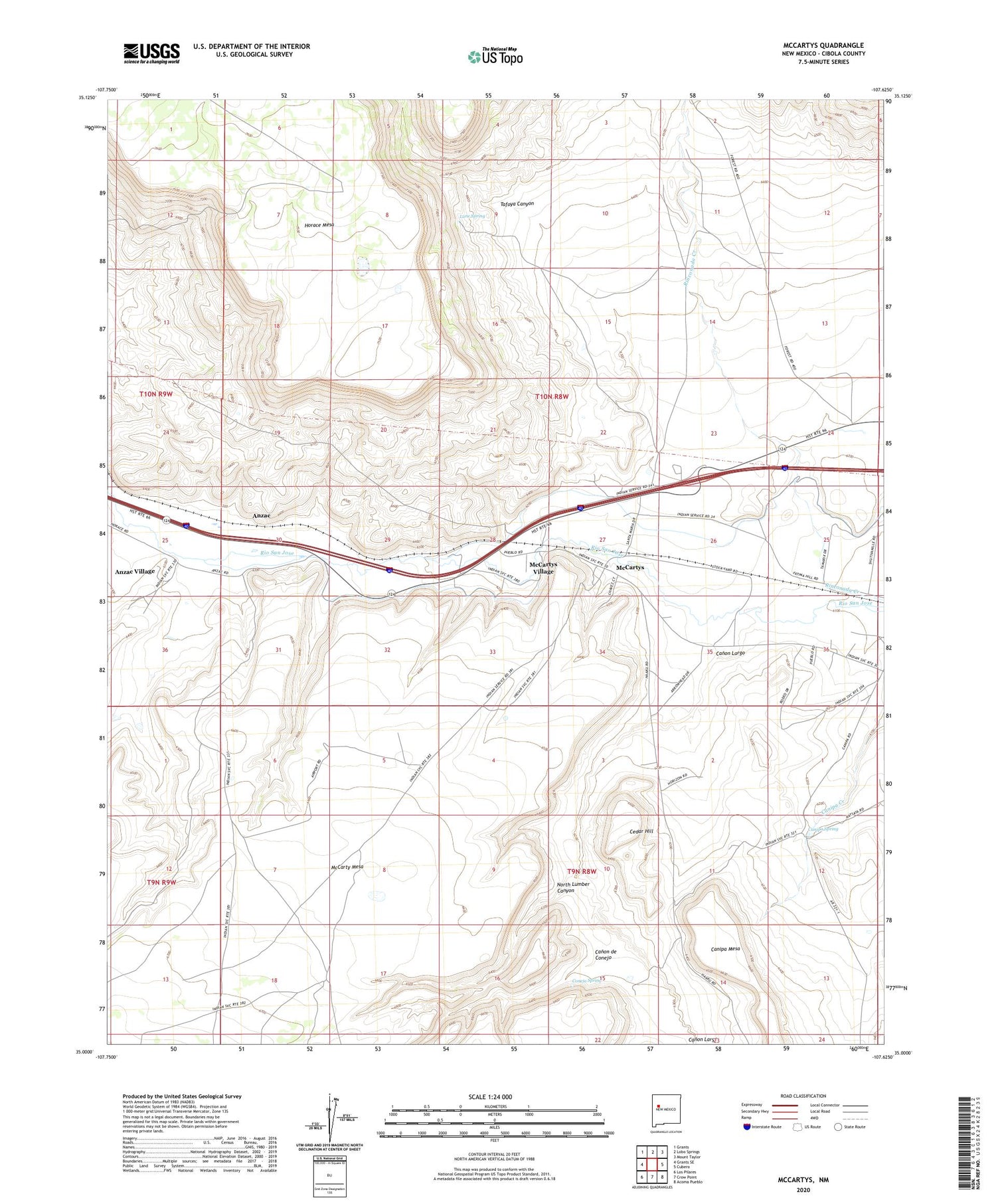 McCartys New Mexico US Topo Map Image