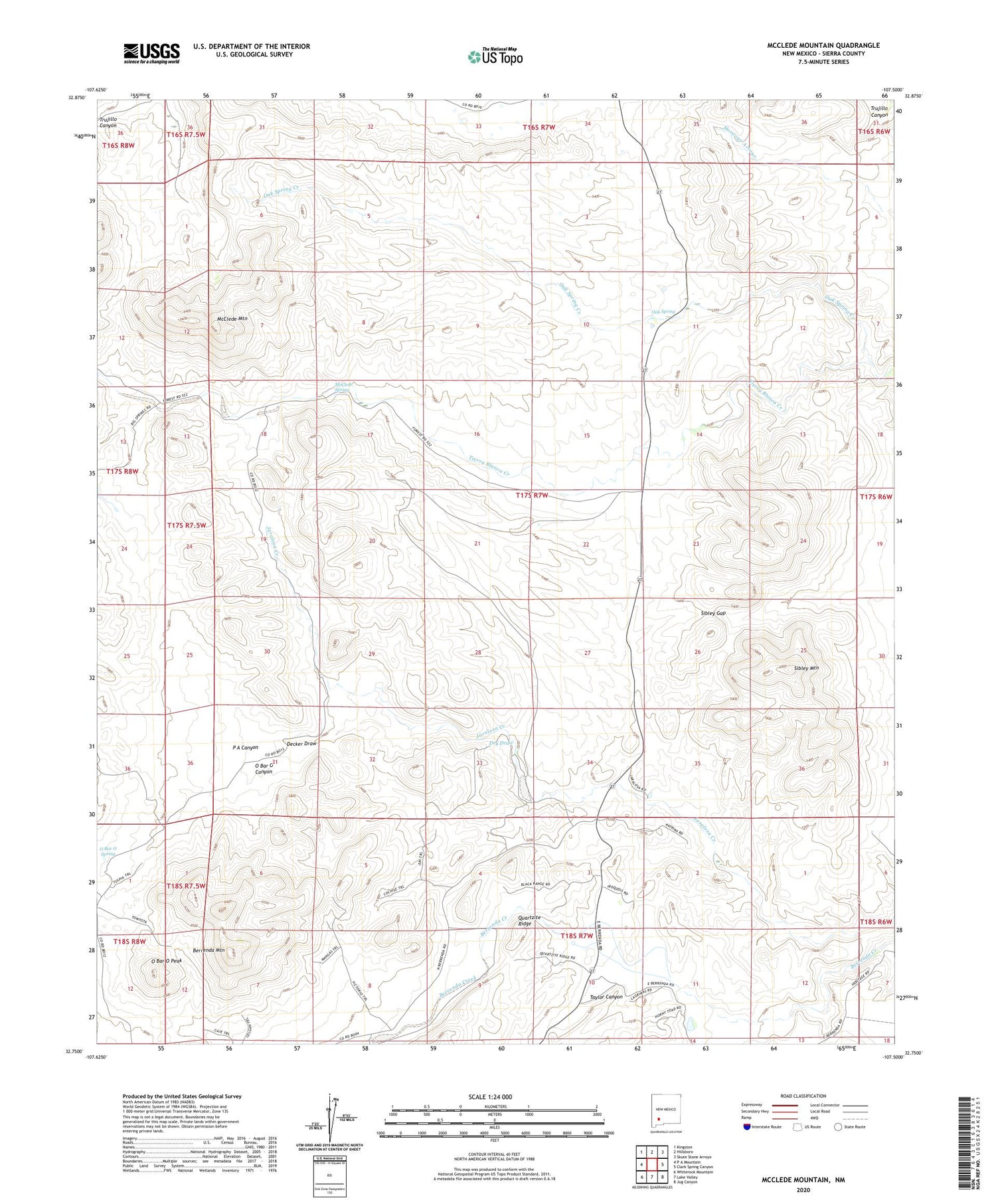 McClede Mountain New Mexico US Topo Map Image