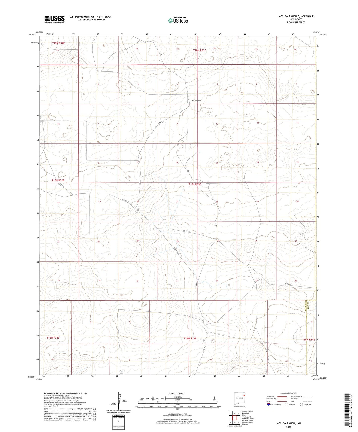 McCloy Ranch New Mexico US Topo Map Image