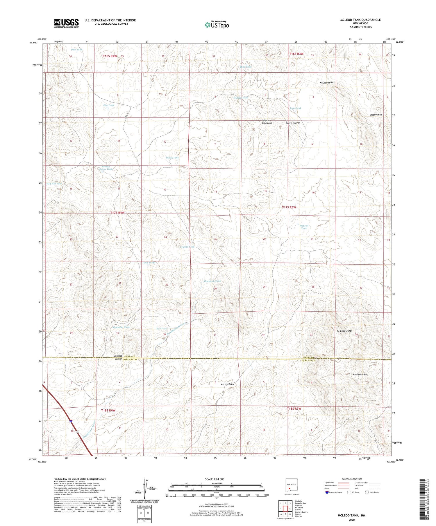 McLeod Tank New Mexico US Topo Map Image