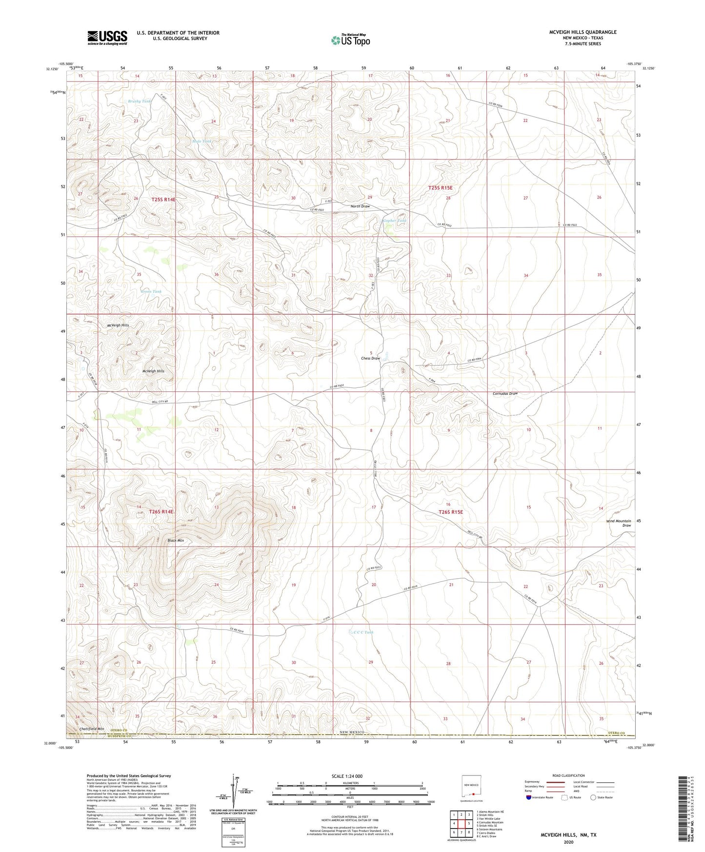 McVeigh Hills New Mexico US Topo Map Image