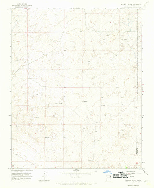 Classic USGS McCarty Ranch New Mexico 7.5'x7.5' Topo Map Image