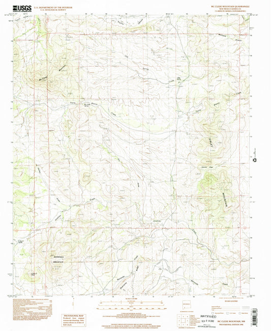 Classic USGS McClede Mountain New Mexico 7.5'x7.5' Topo Map Image
