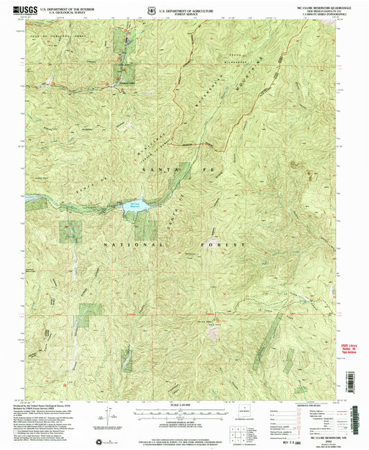 Classic USGS McClure Reservoir New Mexico 7.5'x7.5' Topo Map Image