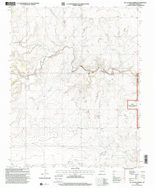 Classic USGS McLaughlin Bridge New Mexico 7.5'x7.5' Topo Map Image