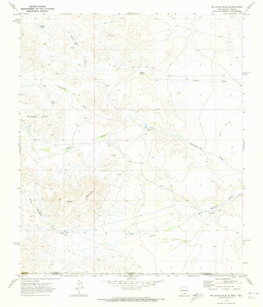 Classic USGS McVeigh Hills New Mexico 7.5'x7.5' Topo Map Image