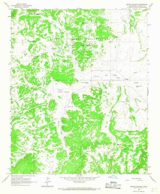 Classic USGS Mecate Meadow New Mexico 7.5'x7.5' Topo Map Image