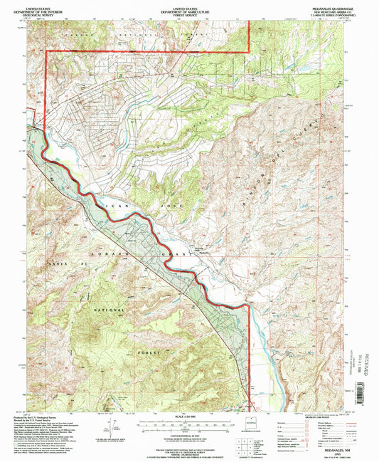 Classic USGS Medanales New Mexico 7.5'x7.5' Topo Map Image