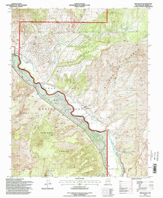 Classic USGS Medanales New Mexico 7.5'x7.5' Topo Map Image