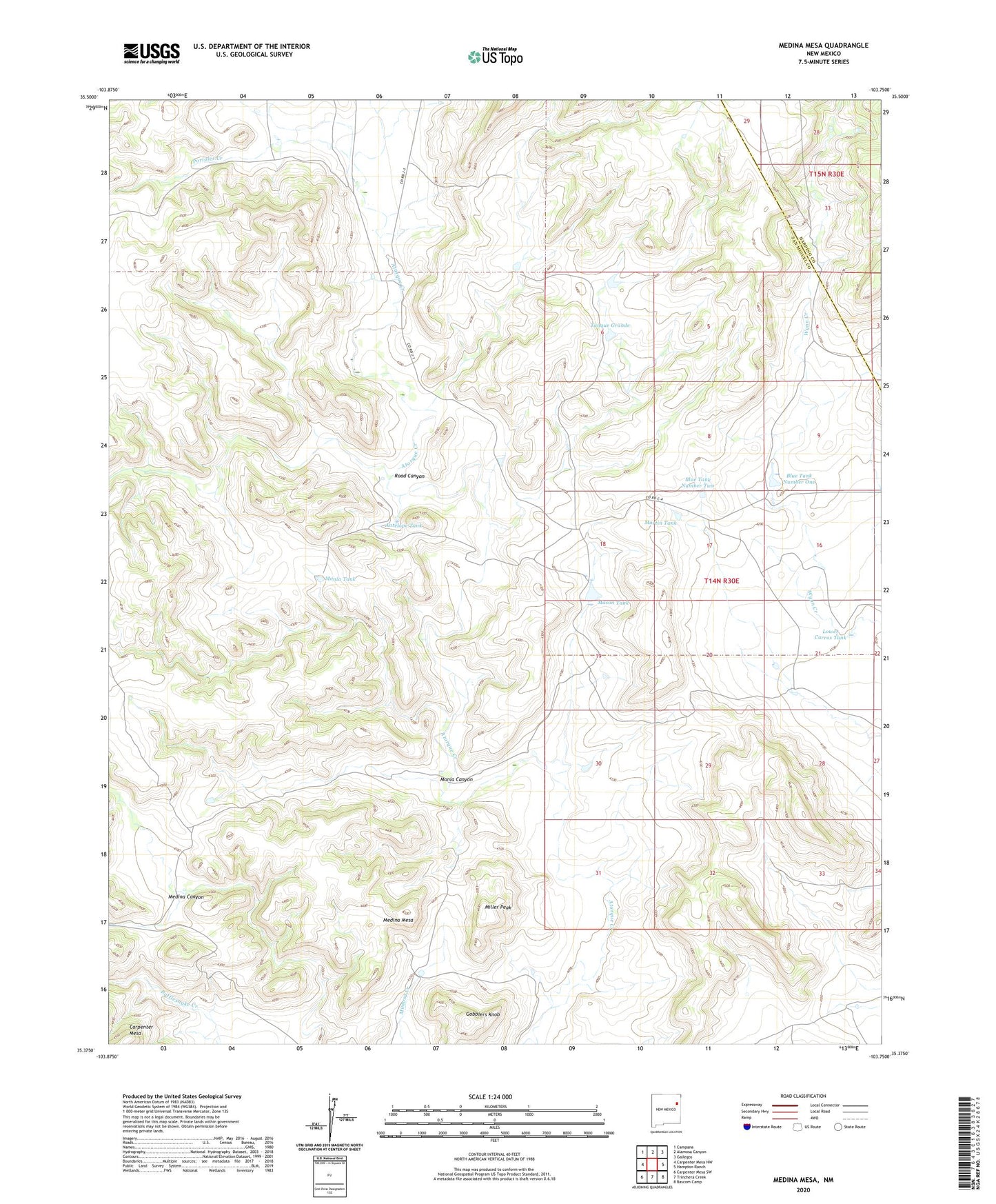 Medina Mesa New Mexico US Topo Map Image