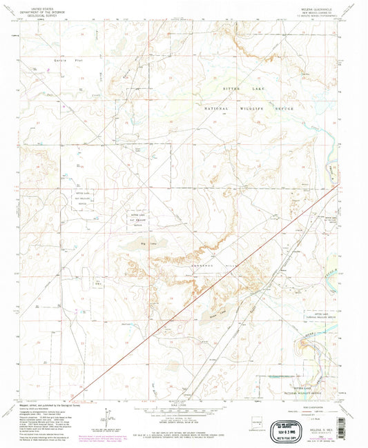 Classic USGS Melena New Mexico 7.5'x7.5' Topo Map Image