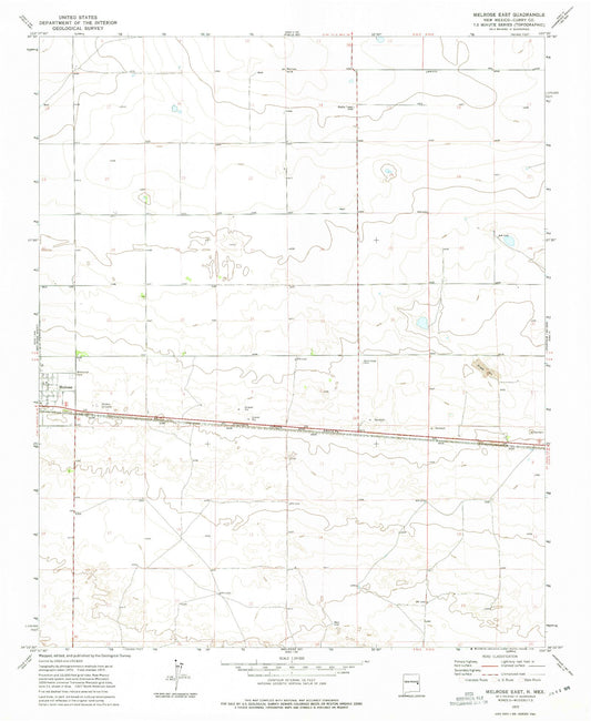 Classic USGS Melrose East New Mexico 7.5'x7.5' Topo Map Image