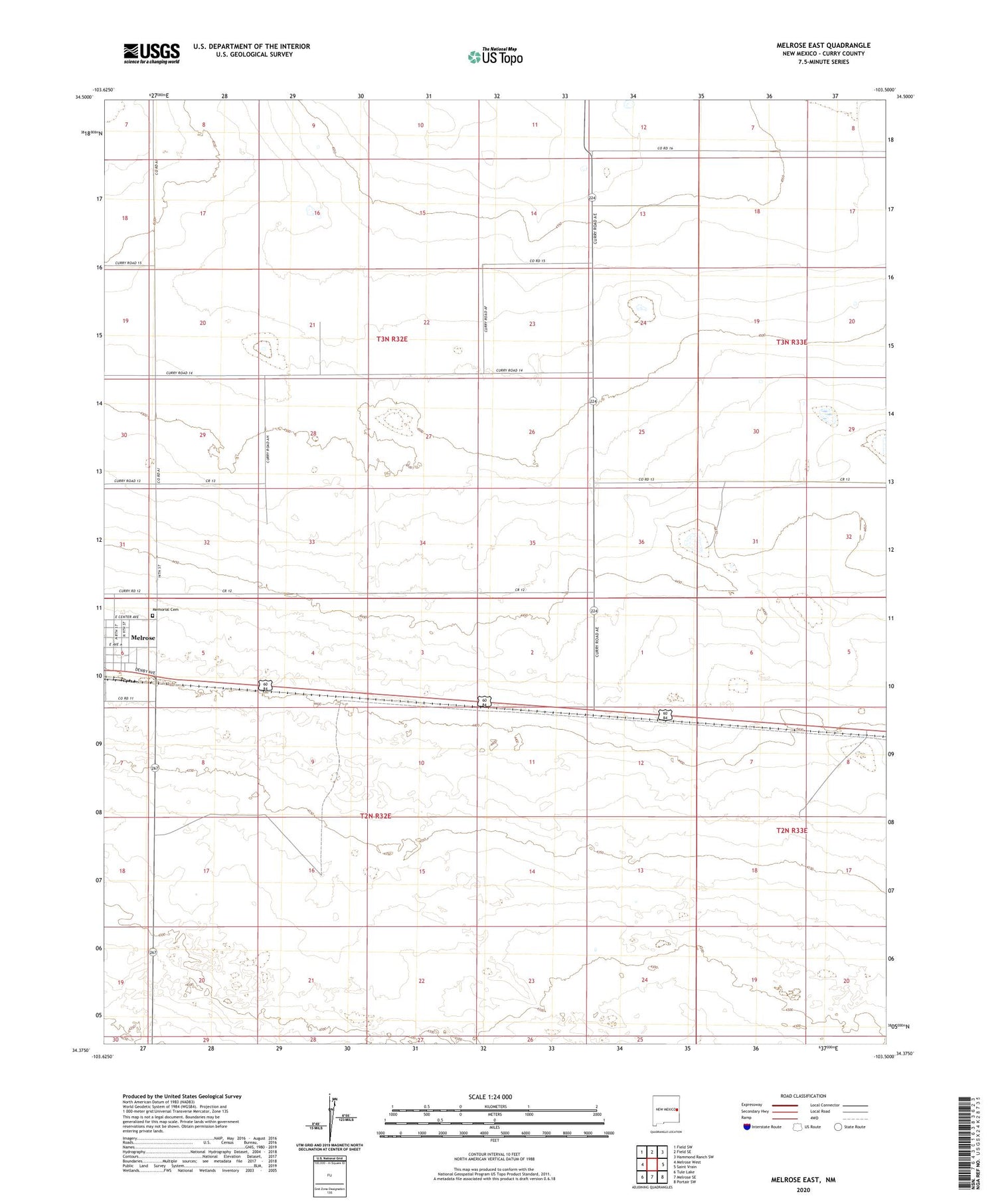 Melrose East New Mexico US Topo Map Image