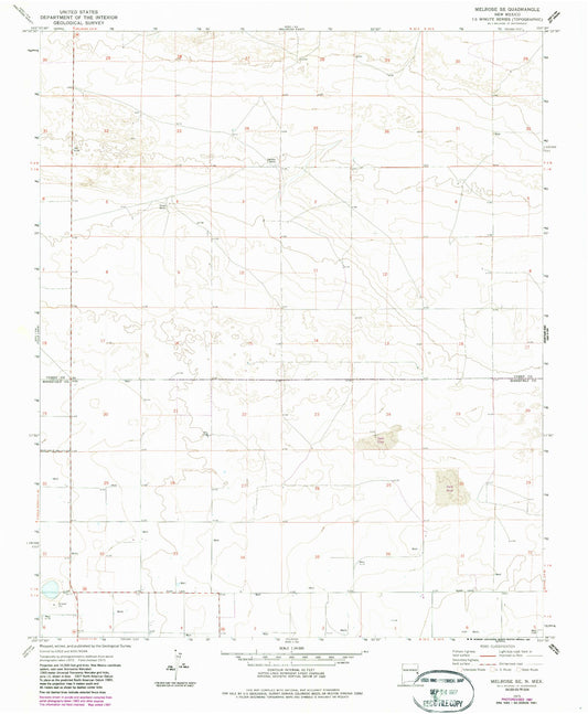 Classic USGS Melrose SE New Mexico 7.5'x7.5' Topo Map Image
