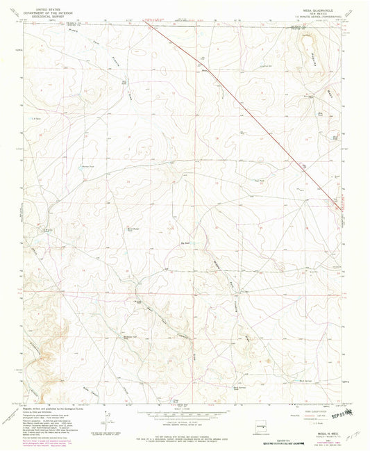 Classic USGS Mesa New Mexico 7.5'x7.5' Topo Map Image