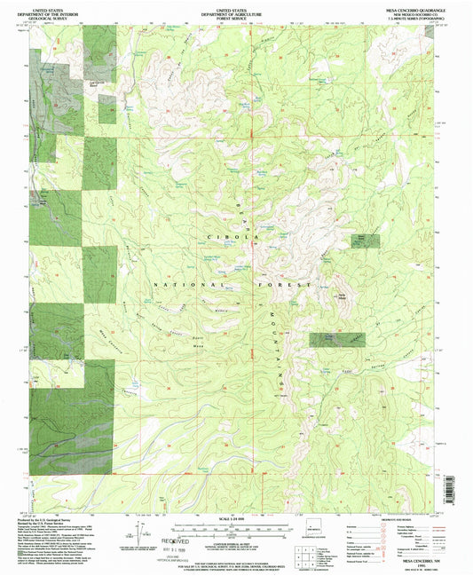 Classic USGS Mesa Cencerro New Mexico 7.5'x7.5' Topo Map Image