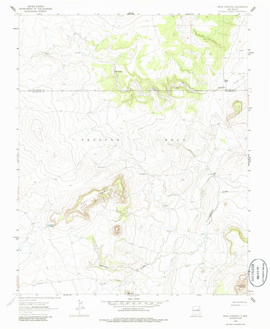 Classic USGS Mesa Cherisco New Mexico 7.5'x7.5' Topo Map Image