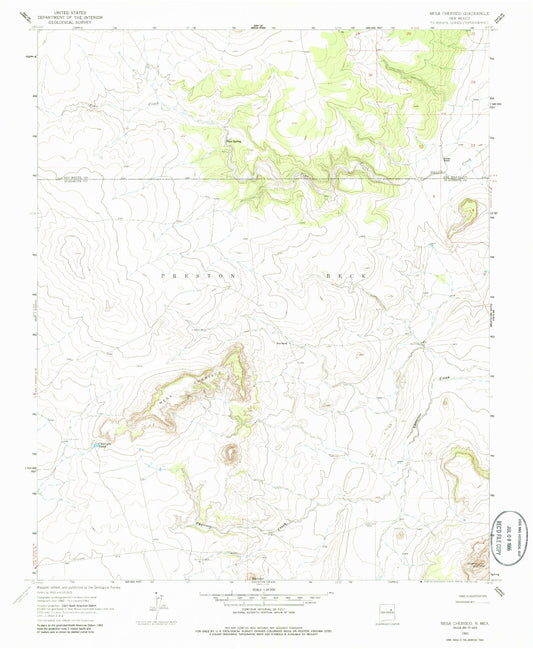 Classic USGS Mesa Cherisco New Mexico 7.5'x7.5' Topo Map Image