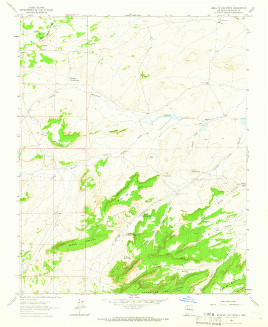 Classic USGS Mesa De Los Toros New Mexico 7.5'x7.5' Topo Map Image