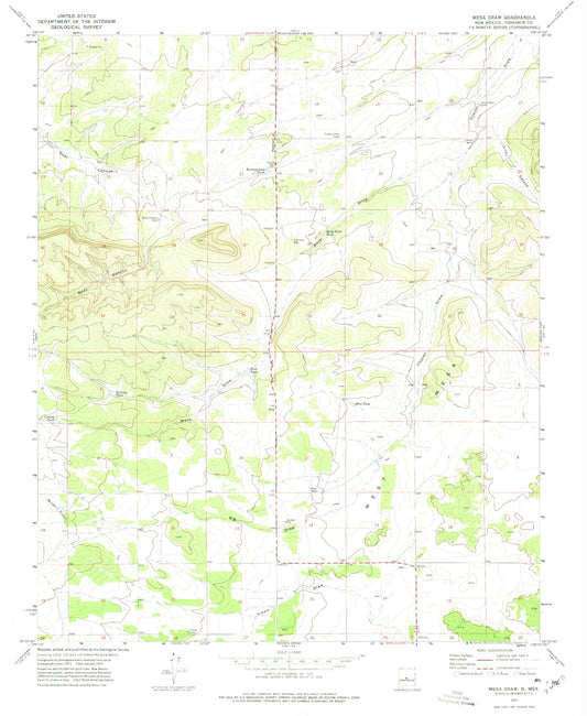 Classic USGS Mesa Draw New Mexico 7.5'x7.5' Topo Map Image