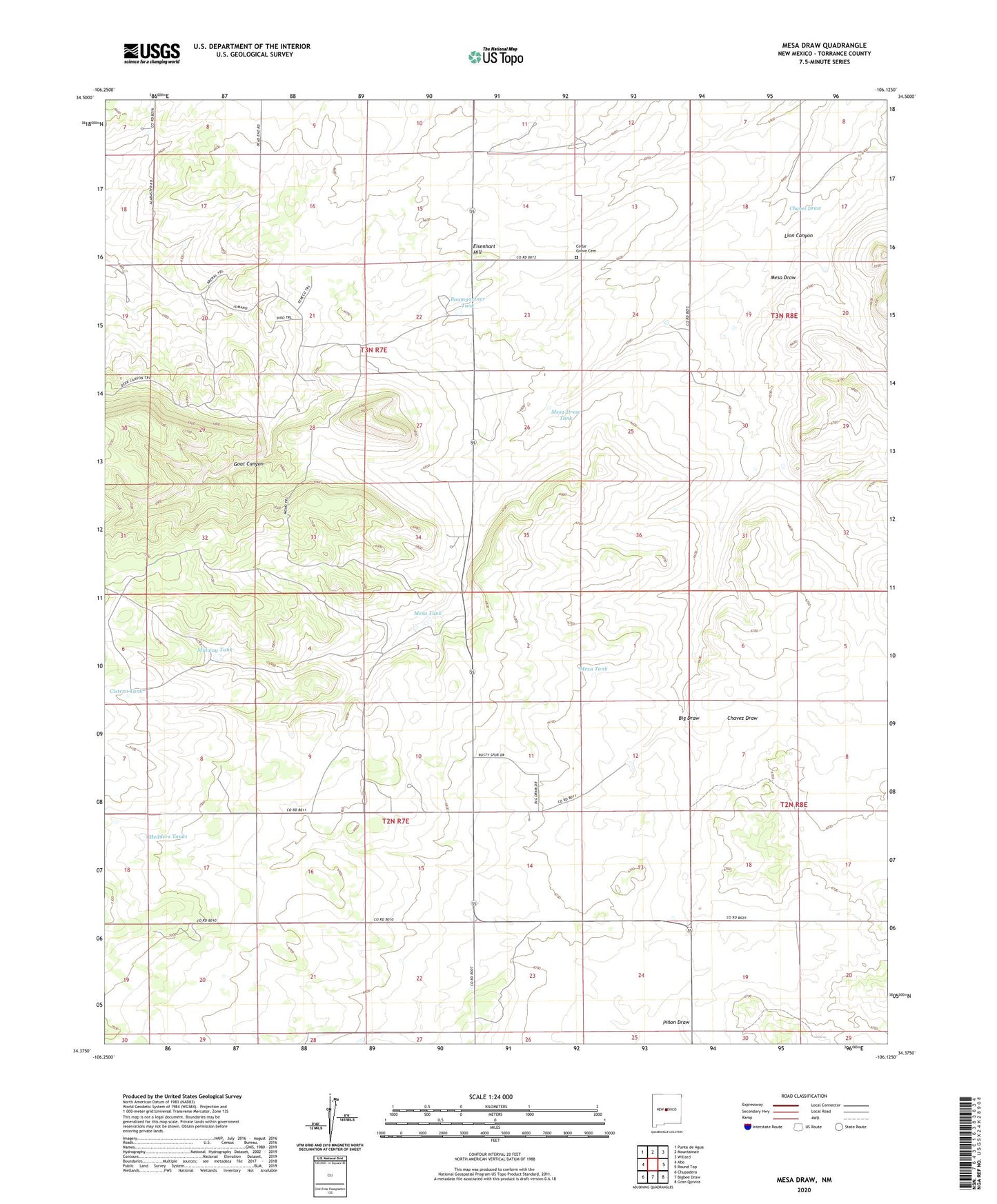 Mesa Draw New Mexico US Topo Map Image