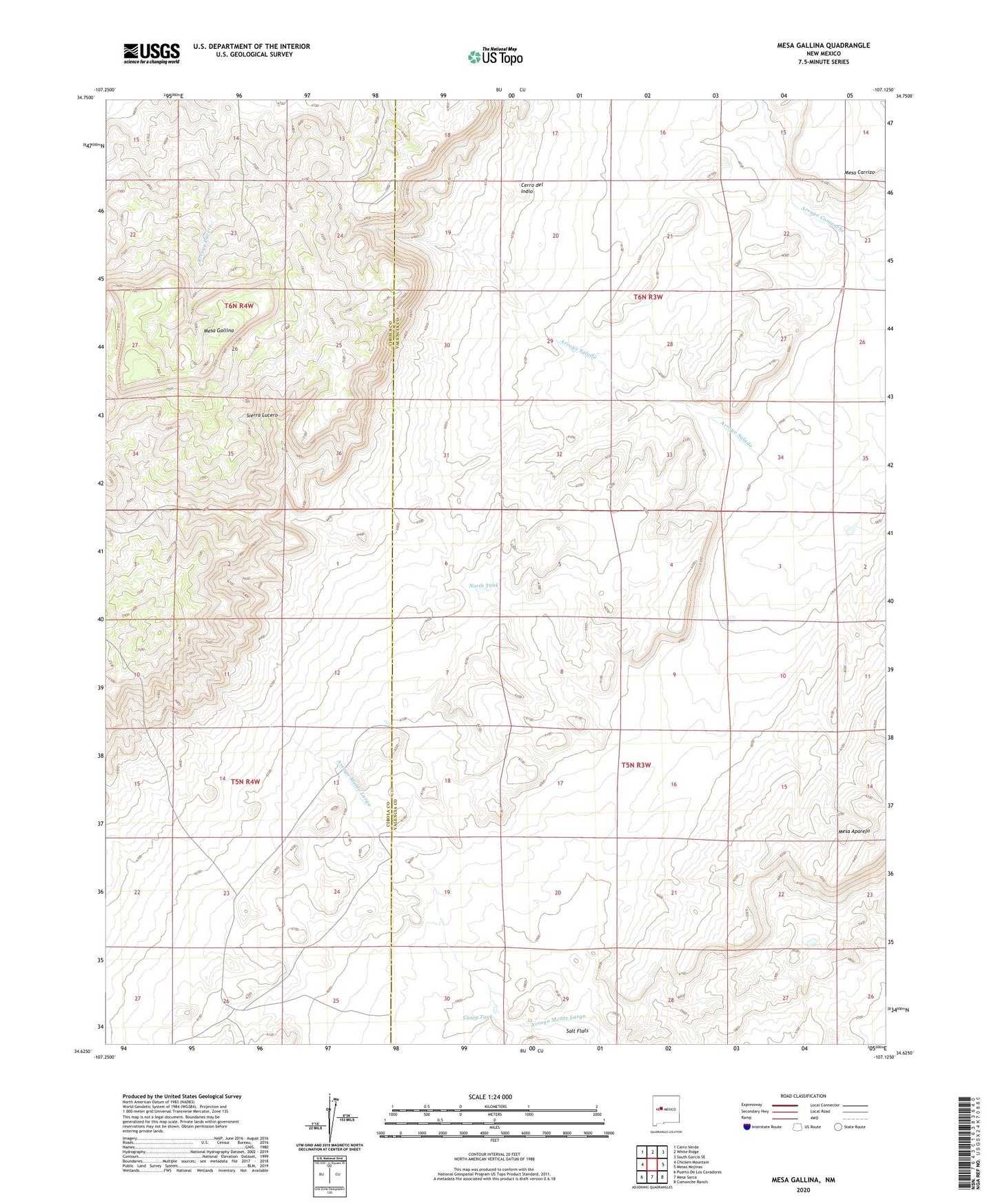 Mesa Gallina New Mexico US Topo Map Image
