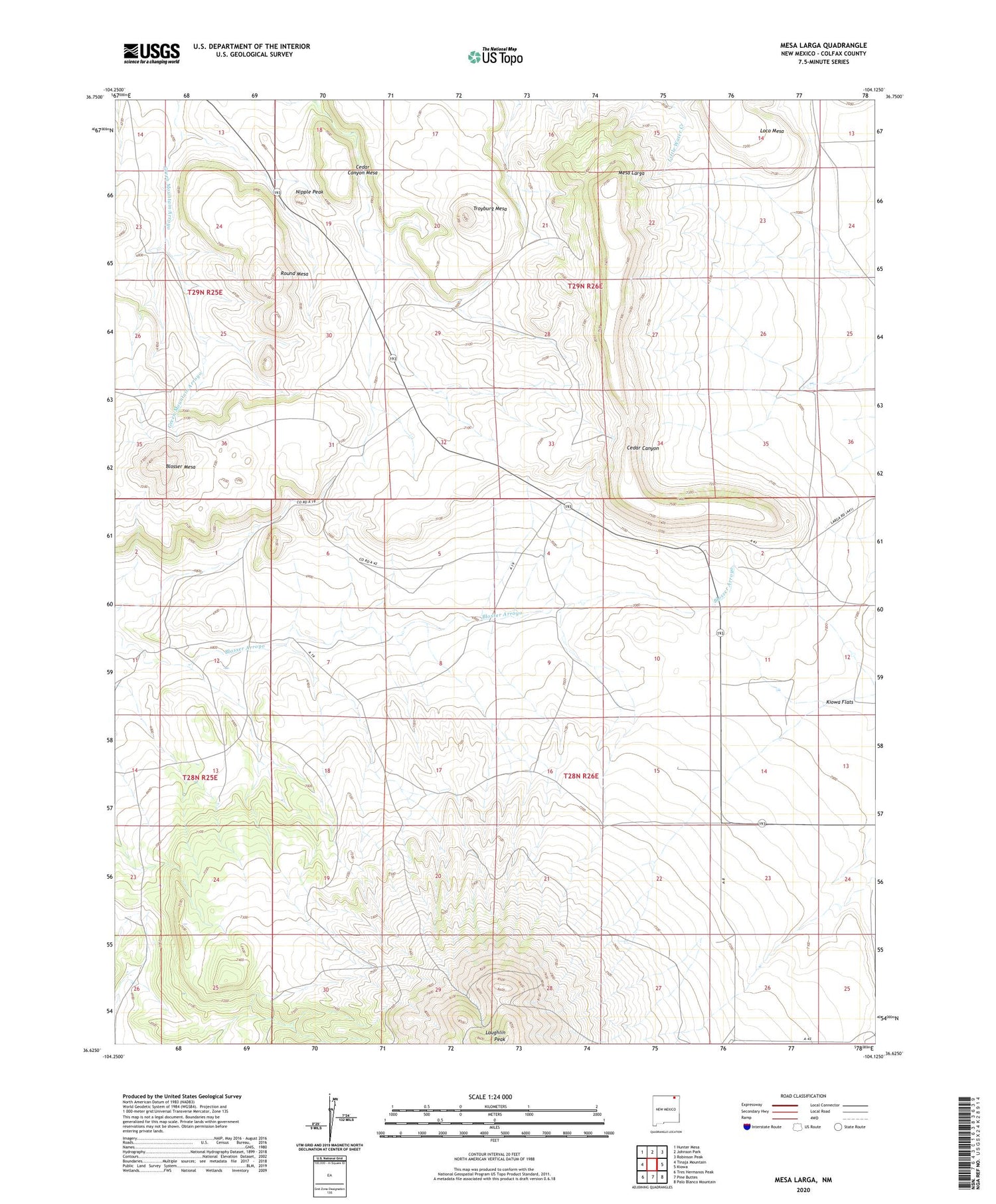 Mesa Larga New Mexico US Topo Map Image