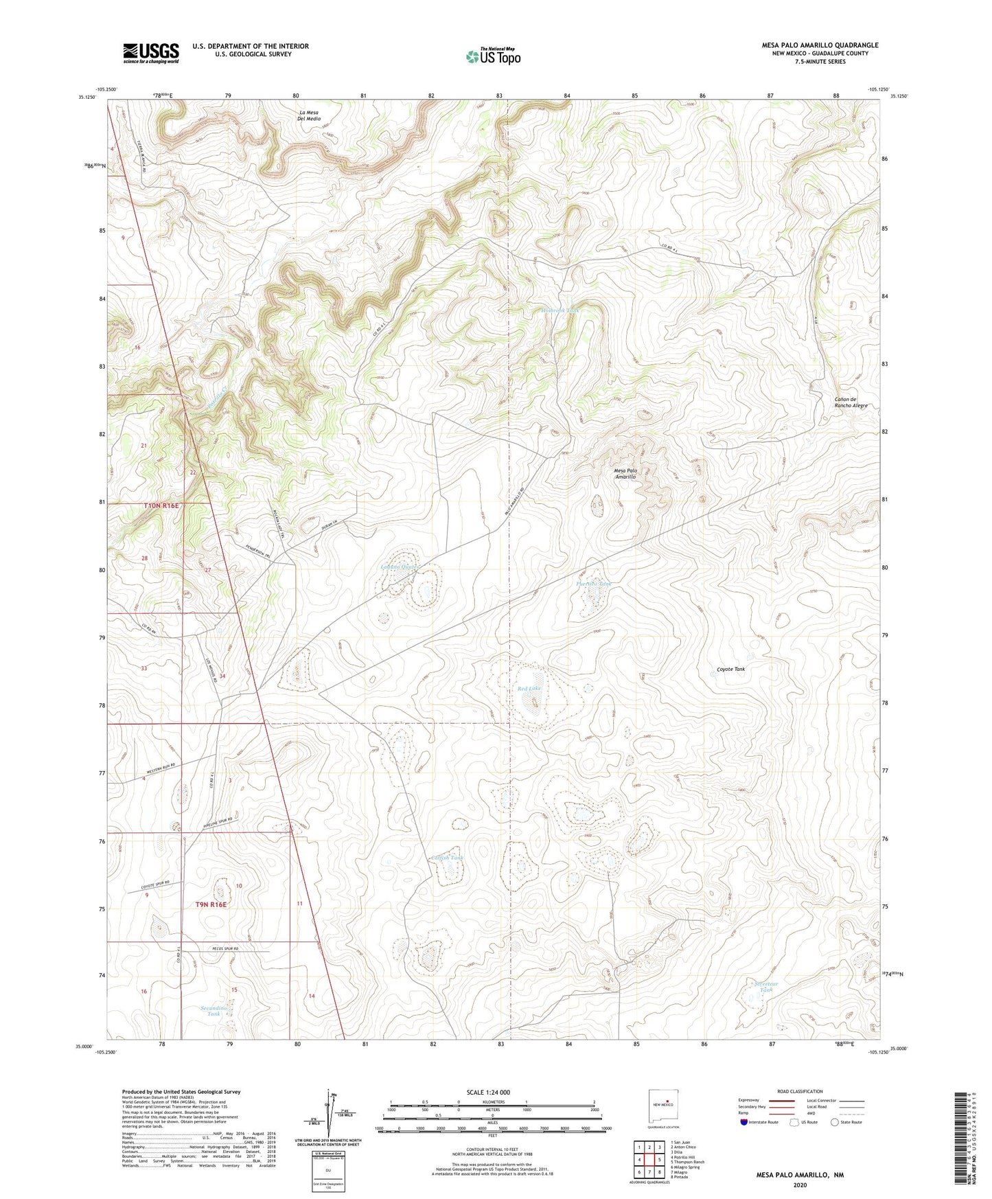 Mesa Palo Amarillo New Mexico US Topo Map Image