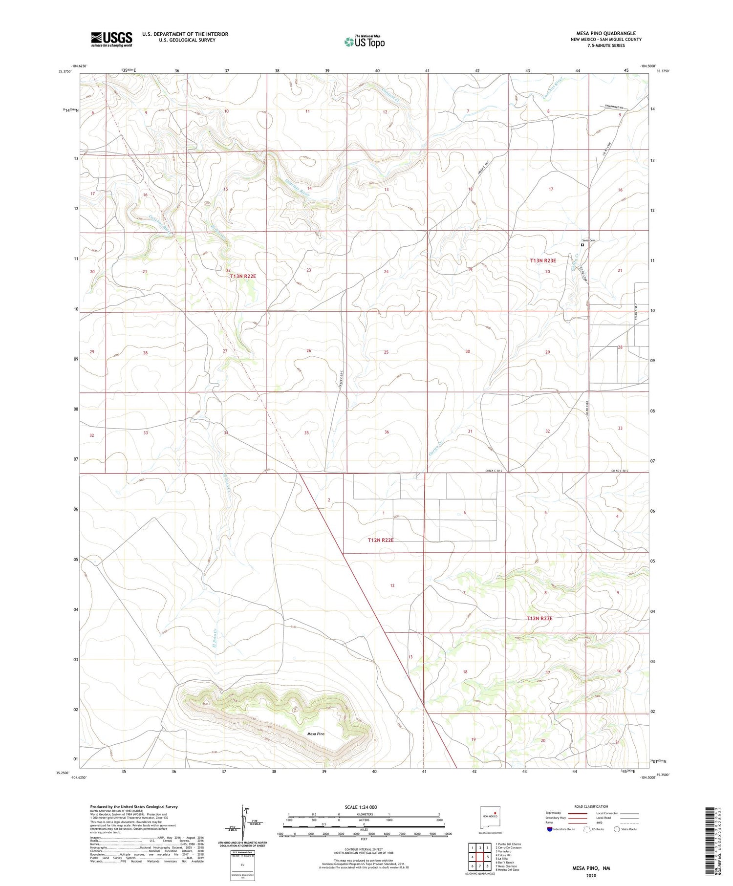 Mesa Pino New Mexico US Topo Map Image