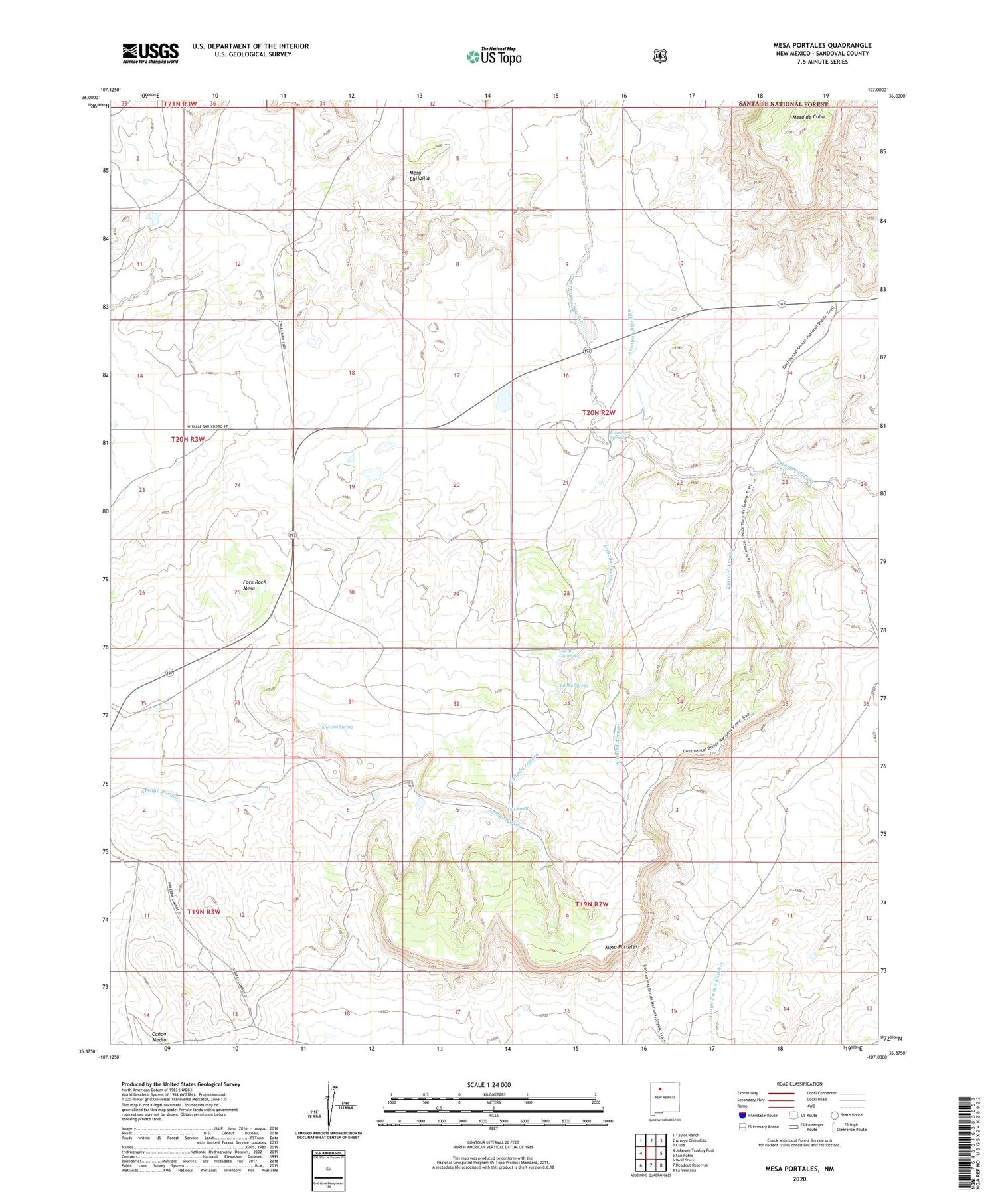 Mesa Portales New Mexico US Topo Map Image