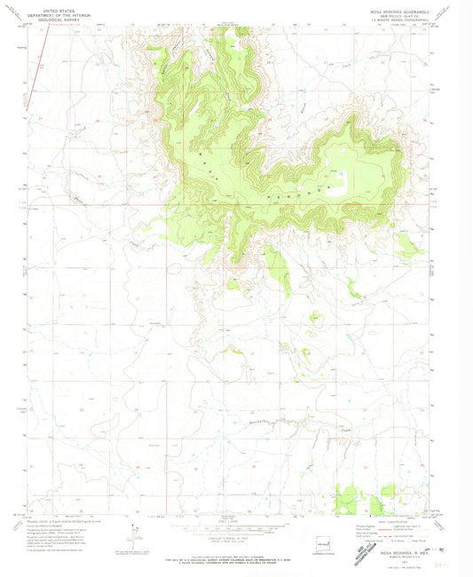 Classic USGS Mesa Redonda New Mexico 7.5'x7.5' Topo Map Image