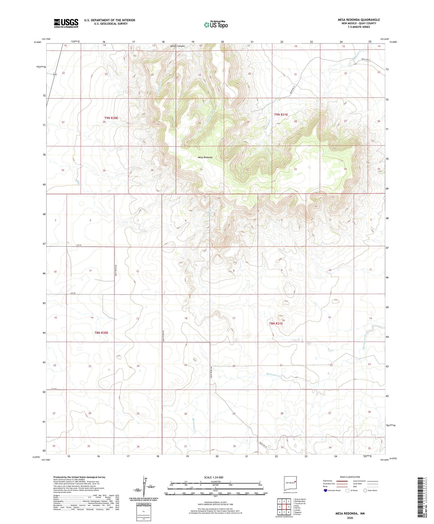 Mesa Redonda New Mexico US Topo Map Image