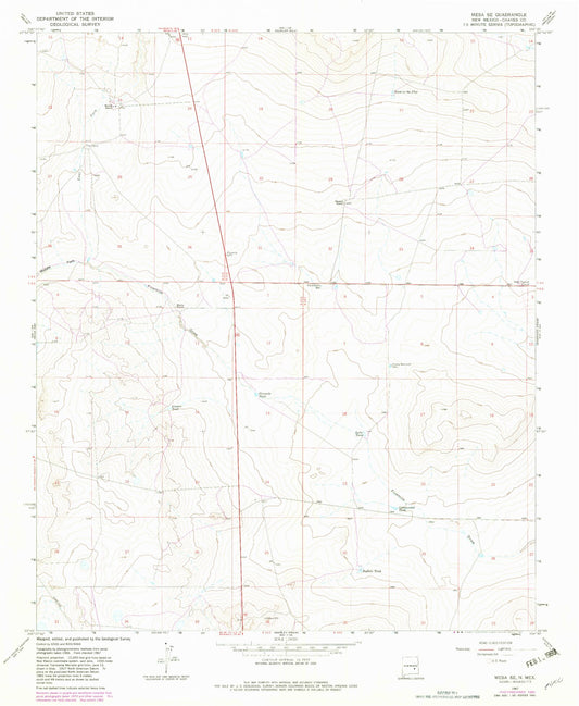 Classic USGS Mesa SE New Mexico 7.5'x7.5' Topo Map Image