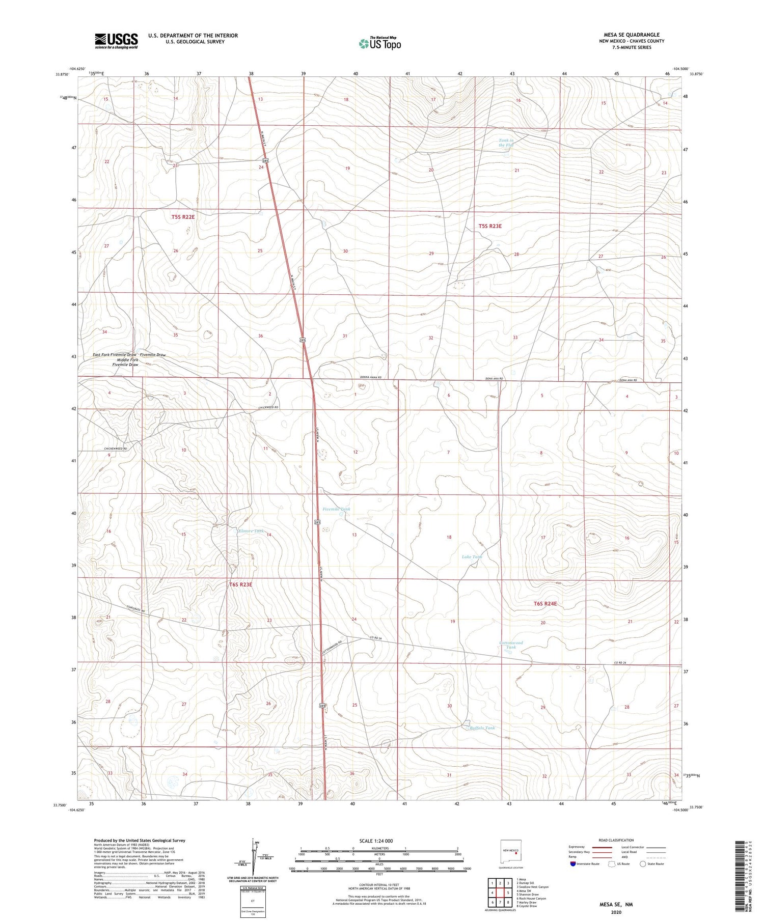 Mesa SE New Mexico US Topo Map Image