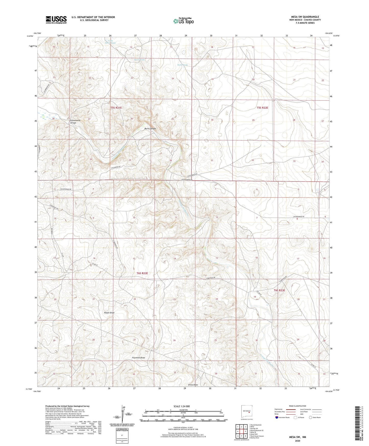 Mesa SW New Mexico US Topo Map Image