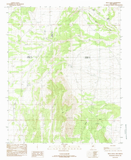 Classic USGS Mesa Sarca New Mexico 7.5'x7.5' Topo Map Image