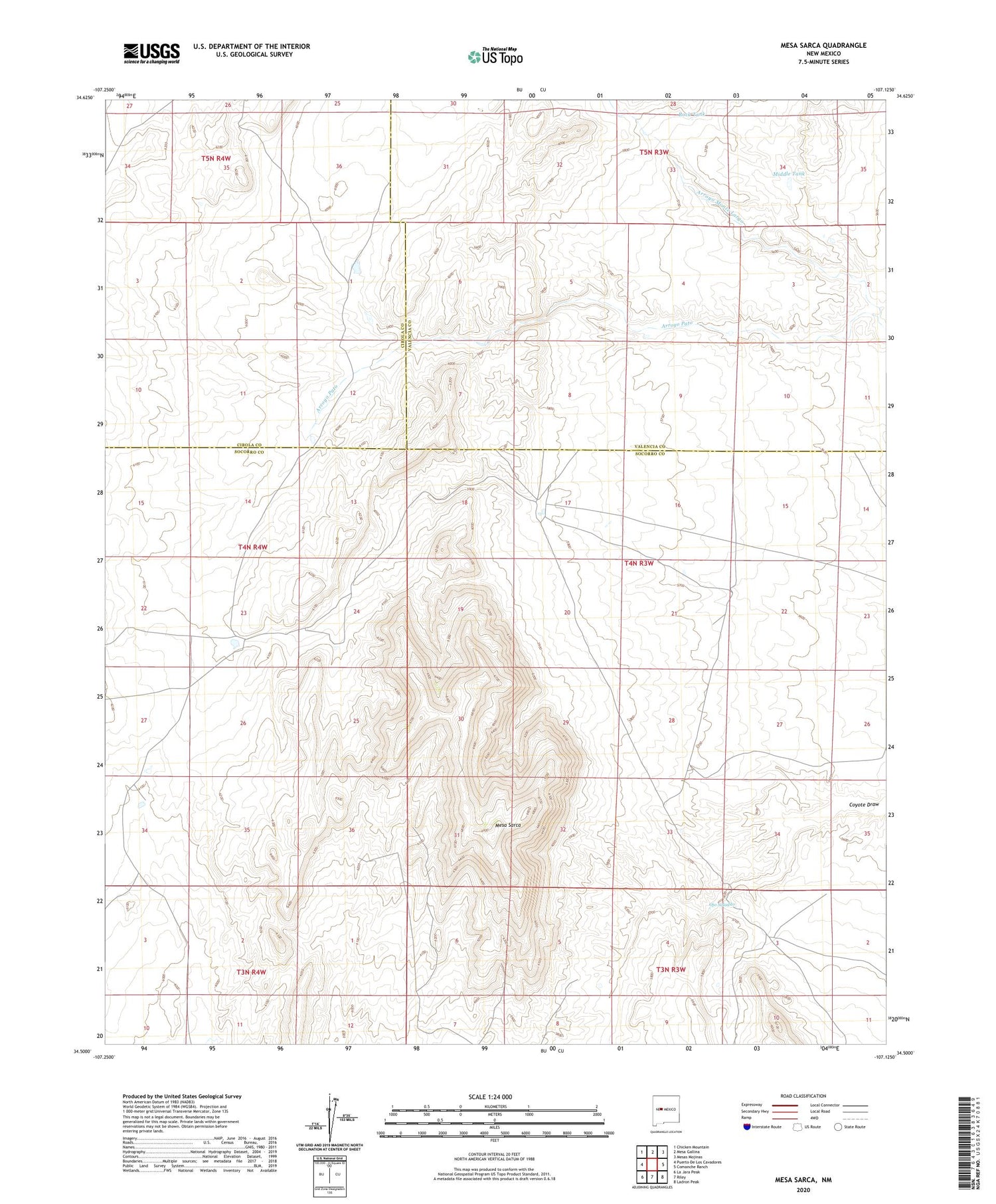 Mesa Sarca New Mexico US Topo Map Image