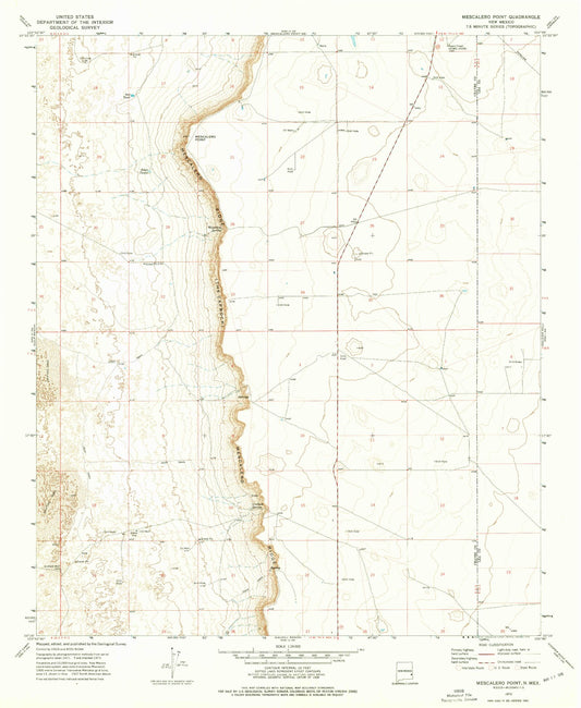 Classic USGS Mescalero Point New Mexico 7.5'x7.5' Topo Map Image