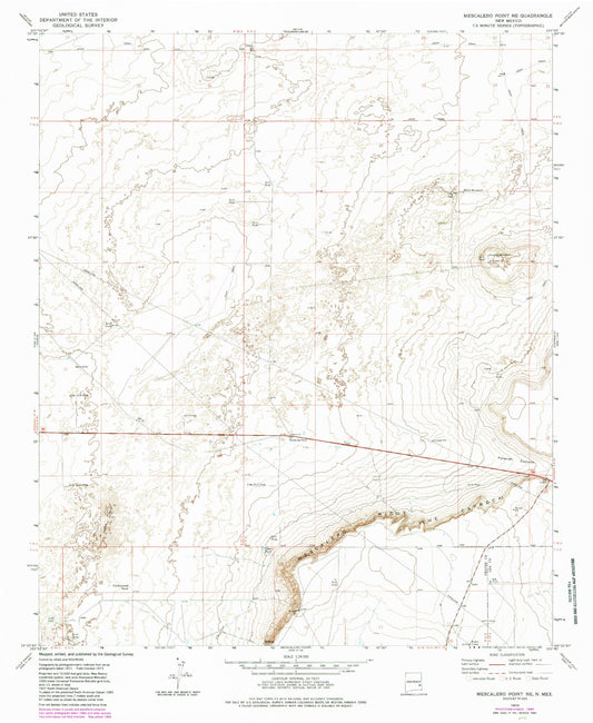 Classic USGS Mescalero Point NE New Mexico 7.5'x7.5' Topo Map Image