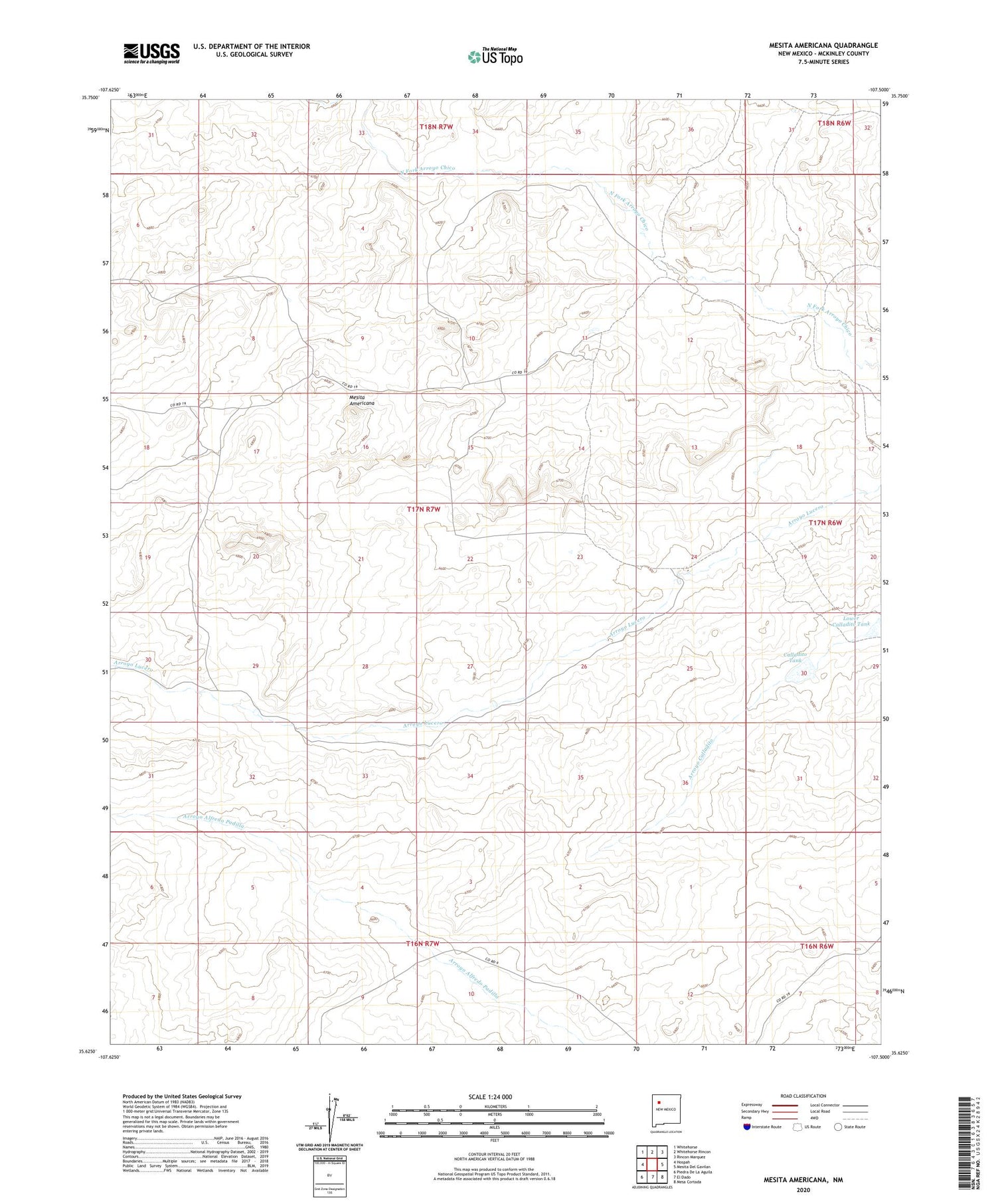 Mesita Americana New Mexico US Topo Map Image