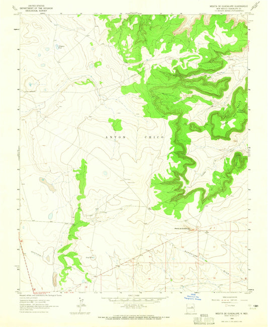Classic USGS Mesita De Guadalupe New Mexico 7.5'x7.5' Topo Map Image