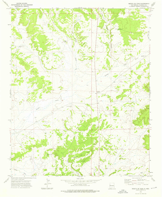 Classic USGS Mesita De Yeso New Mexico 7.5'x7.5' Topo Map Image