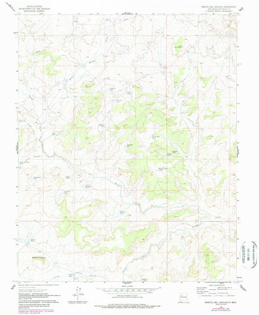 Classic USGS Mesita Del Gavilan New Mexico 7.5'x7.5' Topo Map Image