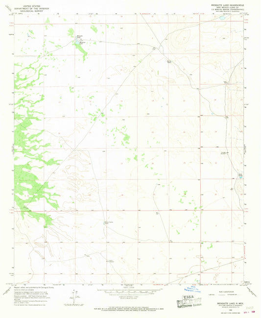 Classic USGS Mesquite Lake New Mexico 7.5'x7.5' Topo Map Image