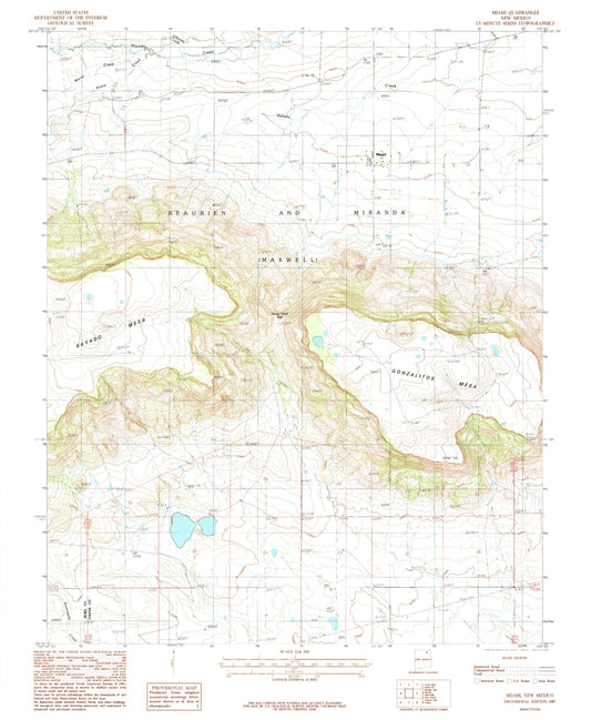 Classic USGS Miami New Mexico 7.5'x7.5' Topo Map Image