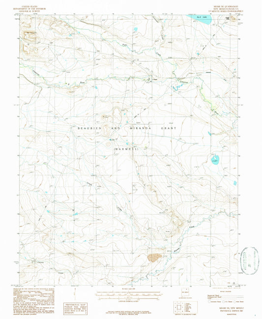Classic USGS Miami NE New Mexico 7.5'x7.5' Topo Map Image